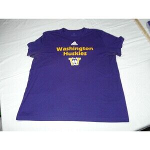 UW Washington Huskies Adidas Purple Throwback Logo T Shirt Men's XXL 2XL - FLAW